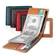Cross-Border novo produto masculino feminino couro genuíno dólar carteira de couro cavalo louco carteira tendência pós-m