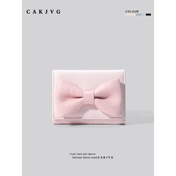 carteira feminina pequena carteira CAKJVG doce menina estudante arco carteira curta feminina 2024 novo estilo Multi-cart