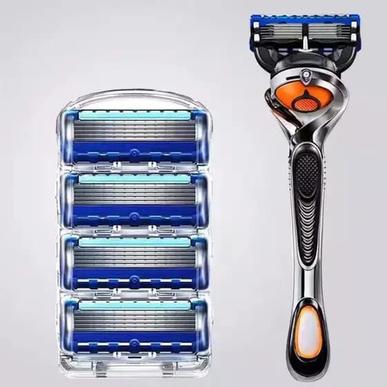 Navalha masculina de cinco camadas, lâmina Manual à moda antiga, faca de barba, suporte de navalha, cabeça de barbear