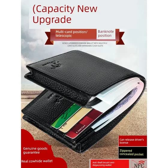 carteira masculina carteira masculina com ziper Carteira masculina de couro genuíno canguru com carteira de motorista co
