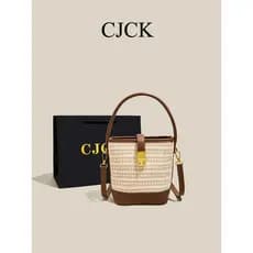 bolsa transversal feminino bolsa feminina Bolsa feminina à beira-mar férias contraste cor bolsa de palha de um ombro