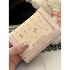 carteira feminina carteira femenina Estilo coreano Floral urso curto carteira feminina pequeno fresco Multi-cartão titul
