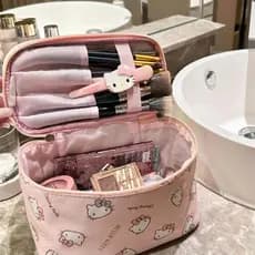 bolsa feminina bolsa transversal feminino HelloKitty Bolsa cosmética portátil com estampa fofa de grande capacidade Bols