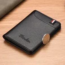 Ultra-fino masculino pequena carteira Vertical carteira de motorista caso de couro juventude Mini estudante moeda bolsa