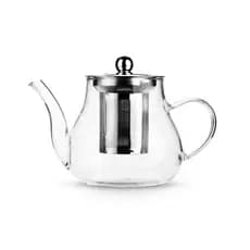 Chaleira de Vidro Borossilicato 600ml com Infusor em Inox – Bule para Chá com Tampa de Aço Inox
