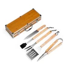 Kit Churrasco Completo com Maleta de Alumínio e Utensílios em Aço Inox | Presente para Churrasqueiro