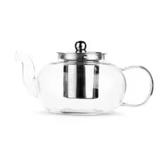 Chaleira de Vidro Borossilicato 700ml com Infusor em Inox – Bule para Chá com Tampa de Aço Inox
