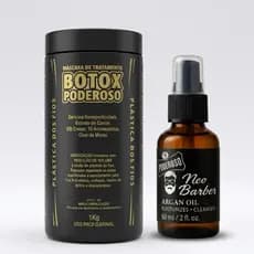 Combo Poderoso: Máscara de Tratamento 1kg + Óleo Reparador 60ml – Nutrição e Brilho de Salão no Seu Cabelo.