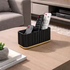 Porta Controle Remoto Decorativo Preto e Dourado para Sala | Organizador de Mesa | Decoração casa