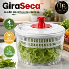 Centrífuga de Folhas e Salada 4L Manual com Escorredor de Água – Secador de Verduras