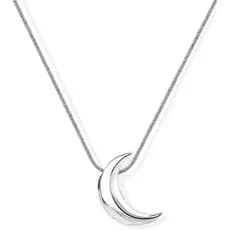 Colar delicado de lua prateada para mulheres - Colar com pingente de lua crescente pequena - Joia minimalista celeste em