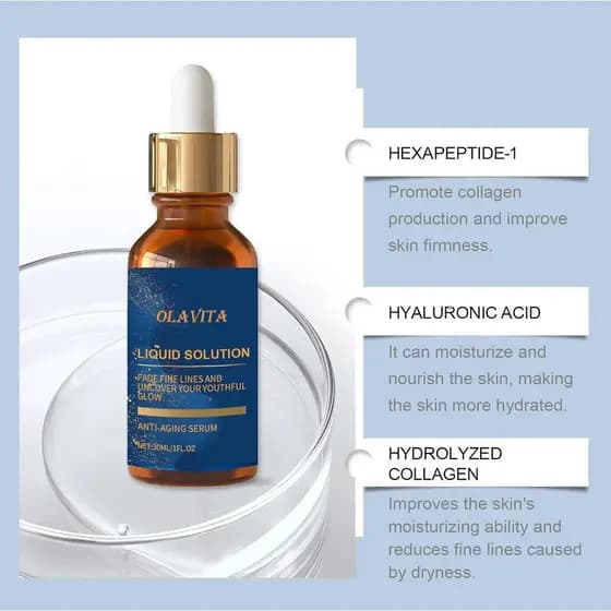 Sérum Facial, Solução Líquida Anti-Envelhecimento com Vitamina C, E, Retinol e Aloe, Aumenta o Colágeno, Reduz os Poros,
