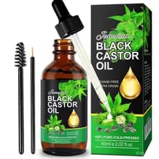 Óleo de Rícino Jamaicano 60ml - 100% Puro, Prensado a Frio, Não Refinado, para Crescimento Capilar, Cílios, Sobrancelhas