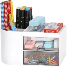 Organizador de Mesa LETURE para Suprimentos de Escritório com Porta-Lápis e Gaveta para Acessórios de Mesa, Caixa de Arm