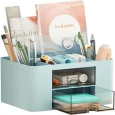 Organizador de Canetas Marbrasse com 2 Gavetas, Suporte Multifuncional para Lápis de Mesa, Organizadores e Acessórios de