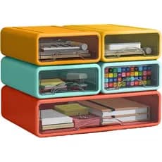 Organizador de Mesa com Gavetas, Gavetas Empilháveis com Compartimentos para Organização de Mesa para Materiais de Escri