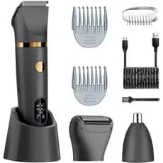 Aparador de Pelos Masculino, 3 em 1 Multifuncional para Corpo e Virilha com Lâminas de Titânio (Sem Cortes!) ),Barbeador