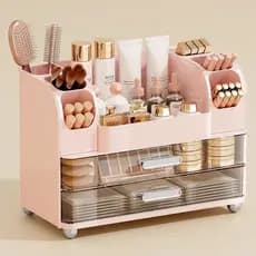 Cômoda com Duas Gavetas Grandes, Armários de Armazenamento de Cosméticos, Armários de Exibição de Cosméticos com Suporte