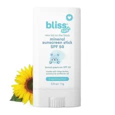 BlissBaby Protetor Solar Mineral em Bastão para o Rosto, SPF50, Óxido de Zinco, Sem Perfume, Hipoalergênico e Dermatolog