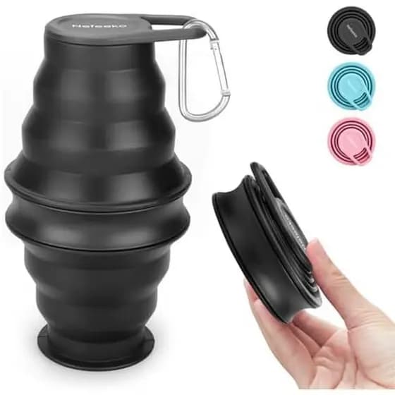 Garrafa De Água Dobrável Nefeeko , 17 Onças (500 Ml) Garrafas Dobráveis De Silicone Reutilizáveis Sem BPA Para Viagens ,