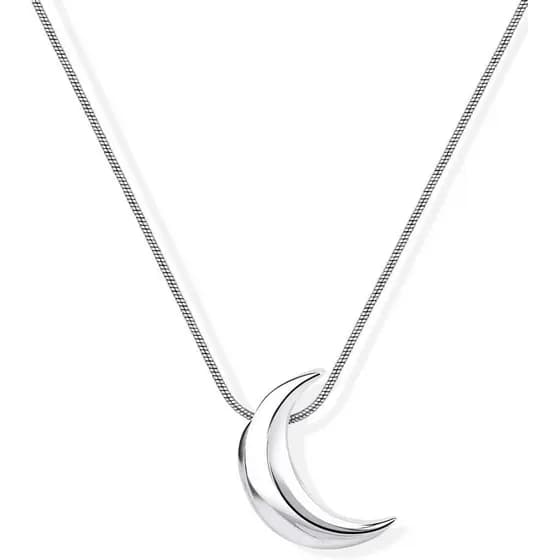 Colar delicado de lua prateada para mulheres - Colar com pingente de lua crescente pequena - Joia minimalista celeste em
