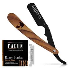 Navalhas Retas Facón para Homens - Kit Profissional de Navalha de Barbeiro com 100 Lâminas, Navalha de Barbeiro em Aço I