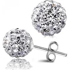 Brincos de Prata Esterlina 925 com Cristais Pavê CZ para Mulheres, Brincos Brilhantes Estilo Shamballa Disco Ball, 6MM 8