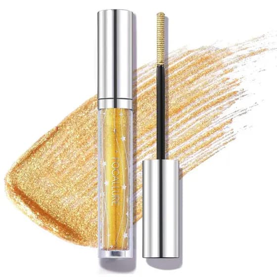 Máscara de Cílios FOCALLURE StarDrifter Glitter, Define Cílios Curvados e Duradouros, Leve e Seca Rapidamente, Máscara c