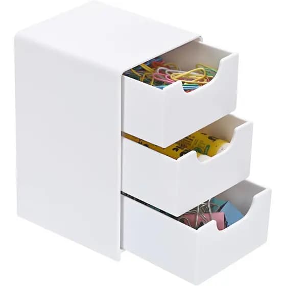BTSKY 1 Pacote de Organizador de Armazenamento Pequeno em Acrílico com Gavetas, Organizador de Mesa Branco de 3 Camadas