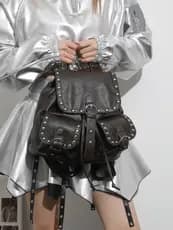 TooToo Rock Retro rebite mochila feminina 2026 novo estilo na moda estilo da motocicleta quente menina mochila grande ca