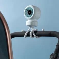 Ventilador Portátil ShaArkMango para Carrinho de Bebê - Ventilador de Encaixe com Tripé Flexível, 3 Velocidades, Silenci