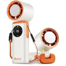 Ventilador portátil de mão com capacidade de 6000mAh e efeito de resfriamento, 199 níveis de ajuste de velocidade contín