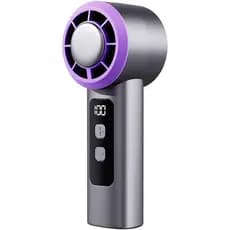 Ventilador Portátil com Resfriamento Turbo de 100 Velocidades - Modo Gelo Supercondutor, Cinza/Roxo