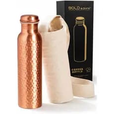 Bold&Divine Premium Garrafa de Água Martelada de Cobre Puro 32oz para Beber - Benefícios Ayurvédicos para a Saúde - Reci