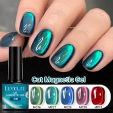 LILYCUTE 7ml Gato Verde Gel Magnético Esmalte Brilhante Nail Art Verniz UV LED Soak Off Manicure