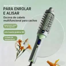 Escova Elétrica 2 em 1 para Alisar e Modelar | Aquecimento Rápido até 200°C