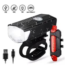300 Lumens  Farol Bike Luz Led Usb Recarregável Ciclismo + Sinalizador Traseira Recarregável
