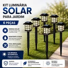 Kit 12/6 Luminaria LED à prova d'água com energia solar decoração de jardins externos- luz branca