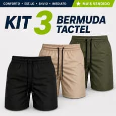 Kit 3 Short Masculino Tactel Elastano Bermuda Esporte Academia Praia Piscina Com Cordão