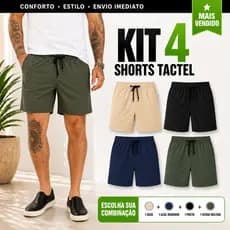 Kit 4 Bermuda Short Masculino Premium Tactel Elastano Reforçado Esporte Praia Piscina