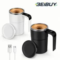 Caneca Mixer Automática 380ml com Display de Temperatura, Elétrica Recarregável USB para Café, Chocolate e Shakes