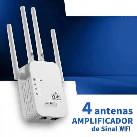 Repetidor WiFi 300Mbps Dual Band 2.4G Amplificador de Sinal Potente com 4 Antenas e Portas de Rede Duplas - Cob