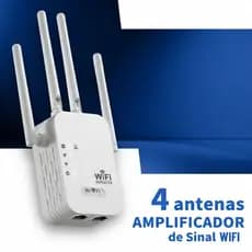 Repetidor WiFi 300Mbps Dual Band 2.4G Amplificador de Sinal Potente com 4 Antenas e Portas de Rede Duplas - Cob
