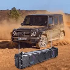 Caixa de Som Bluetooth Solar para Uso Externo, Soundbar Estéreo com Graves Potentes, Luz RGB e Rádio FM Subwoofer Portát