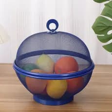 Conjunto de 2 peças de cesta de frutas de metal resistente com capa de malha - Design antiferrugem, furos suspensos de v