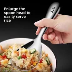 Colher de arroz de aço inoxidável servindo pratos sobras não oleosa alça longa grande colher de sopa doméstica antiadere