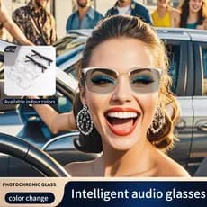 Óculos Bluetooth de áudio inteligente empresarial transfronteiriço Blue-Ray que mudam de cor para ouvir músicas, chamada