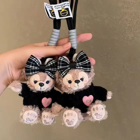 Novo produto Shirley rosa pingente dos desenhos animados Duffy brinquedo de pelúcia pingente bonito óculos de sol rosa b