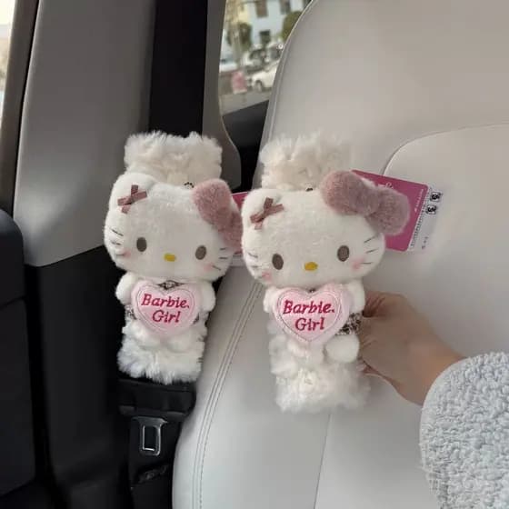 SweetPlanet saia xadrez criativa Hello Kitty cinto de segurança capa de ombro bonito dos desenhos animados de pelúcia ca