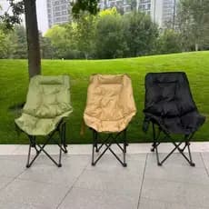 [Alta qualidade] Cadeira lunar acolchoada com encosto alto ajustável Moon Chair Camping Cadeira de lazer portátil Soft C